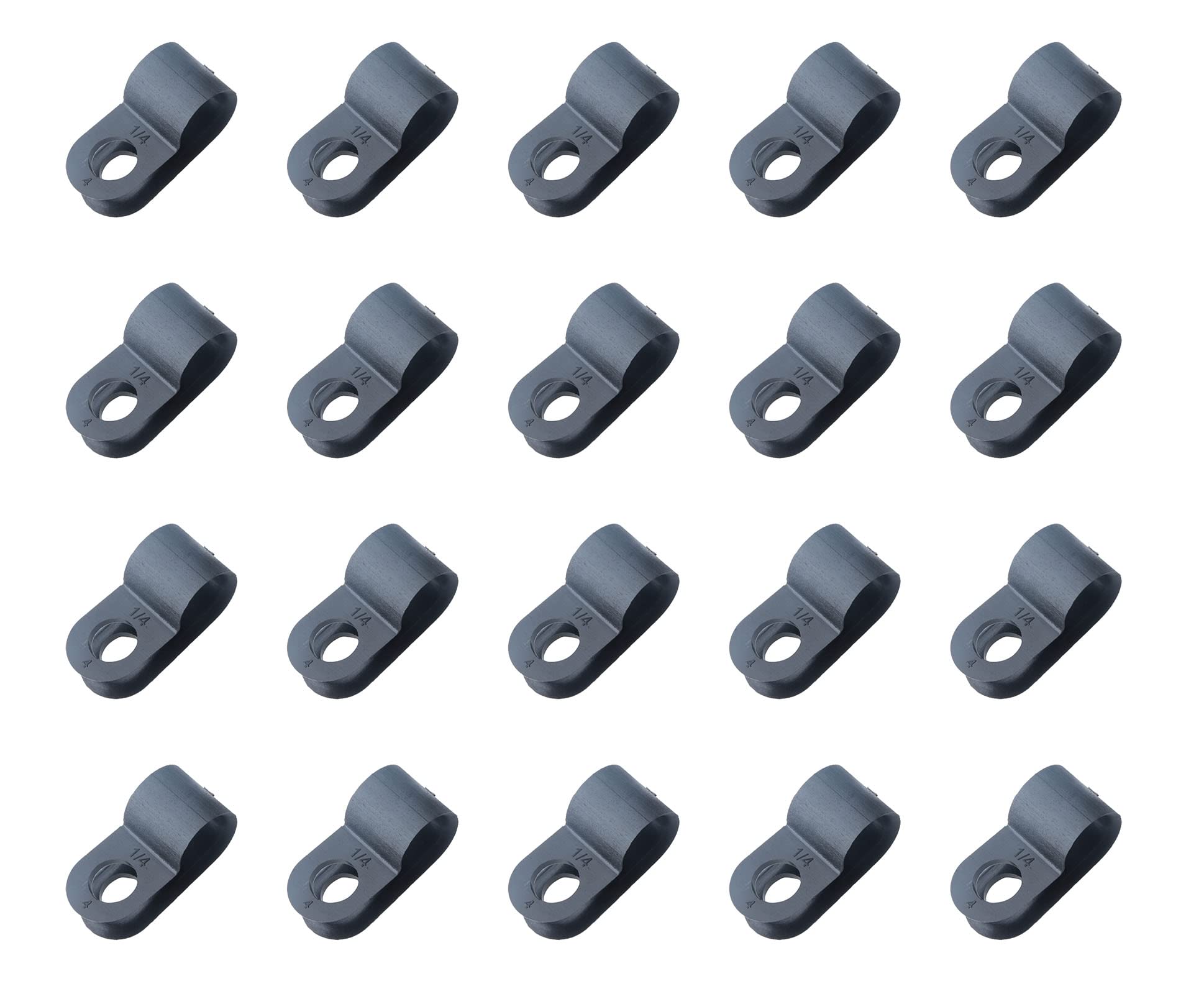 Sowaka 50 Pcs Cable Clamp 1/4 Black R Type Nylon Screw Mounting Cable Fastener Wire Cords Clips For Wire Mounting Pipe Rope Tube